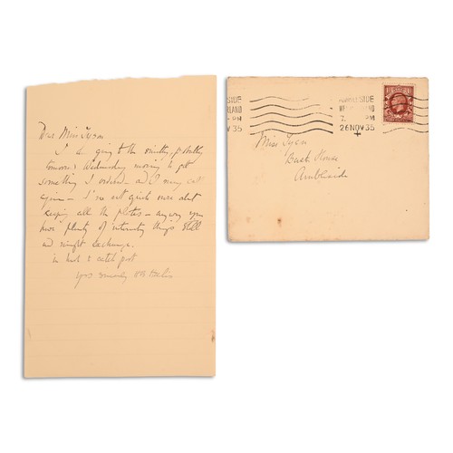 171 - POTTER, Helen Beatrix. Autograph letter, signed (H. B. Heelis) to Elizabeth Tyson. No place, no date... 