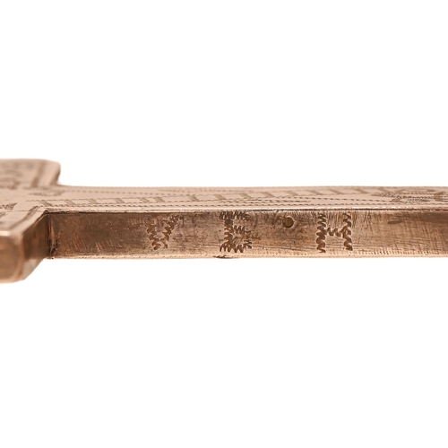 136 - A silver pectoral cross, possibly English, 18th c, pricked with the sacred monogram, cross, heart, e... 