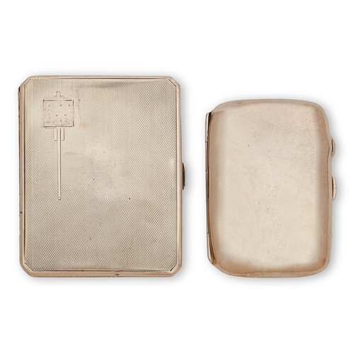 141 - An Edwardian silver lady's cigarette case, 7.8cm w, by W J Myatt & Co, Chester 1908 and another,... 