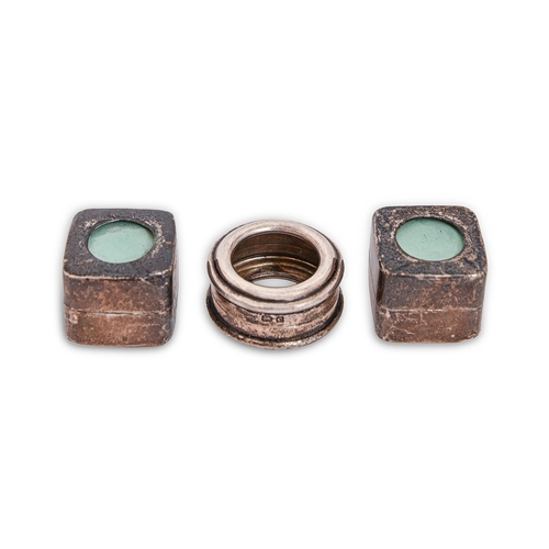 149 - An Edwardian silver two piece chalk holder, 3.2cm diam, by Williams (Birmingham) Ltd, 1902 and two s... 