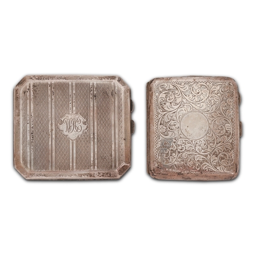 150 - Two George V silver cigarette cases, 8.7 and 9cm w, both Birmingham, one by J Gloster Ltd, 1919 and ... 