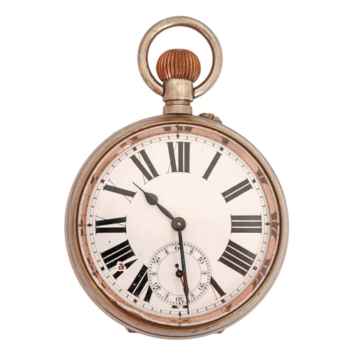 151 - An Edwardian silver mounted and leather covered strut timepiece, 11cm h, maker's mark poorly struck,... 