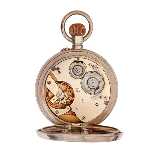 151 - An Edwardian silver mounted and leather covered strut timepiece, 11cm h, maker's mark poorly struck,... 
