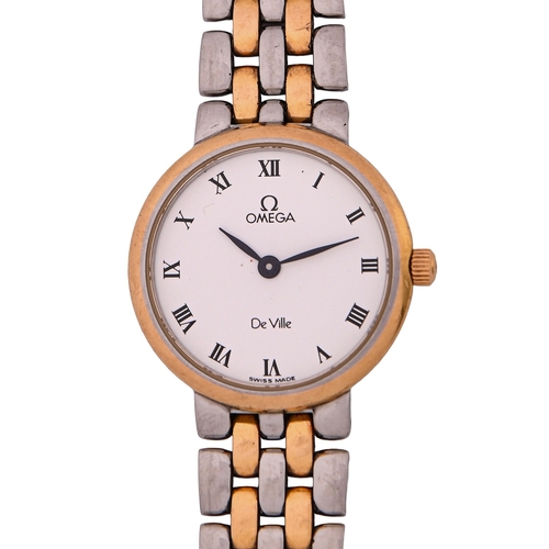 16 - An Omega gold and stainless steel lady's wristwatch, De Ville, Ref 6202/822, quartz movement, 2.4cm ... 