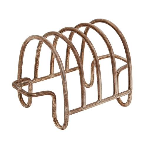 184 - An Elizabeth II silver wirework toast rack, 10cm w, by Elkington & Co Ltd, Birmingham 1955, 2oz ... 