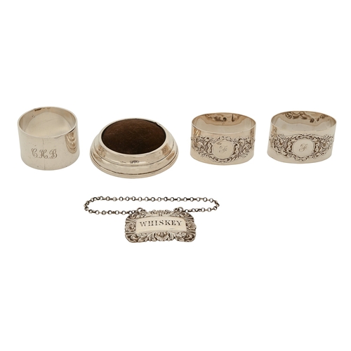190 - A pair of Victorian silver napkin rings, stamped with foliage, by Josiah Williams & Co, London 1... 