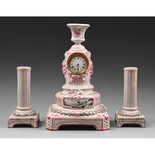 283 - &Eacute;mile Gall&eacute;. A St Cl&eacute;ment faience garniture de chemin&eacute;e, early 20th c, i... 