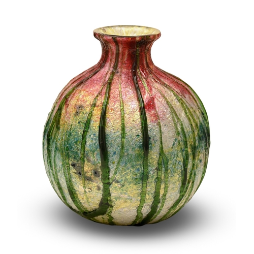 286 - A Stevens and Williams 'Silveria' glass vase, c1900, of globular form, encased silver foil within pi... 