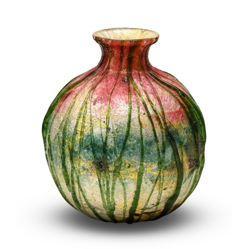 286 - A Stevens and Williams 'Silveria' glass vase, c1900, of globular form, encased silver foil within pi... 