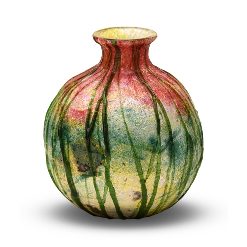 286 - A Stevens and Williams 'Silveria' glass vase, c1900, of globular form, encased silver foil within pi... 