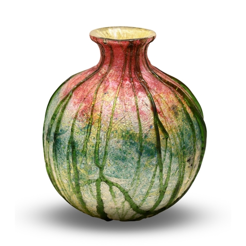 286 - A Stevens and Williams 'Silveria' glass vase, c1900, of globular form, encased silver foil within pi... 
