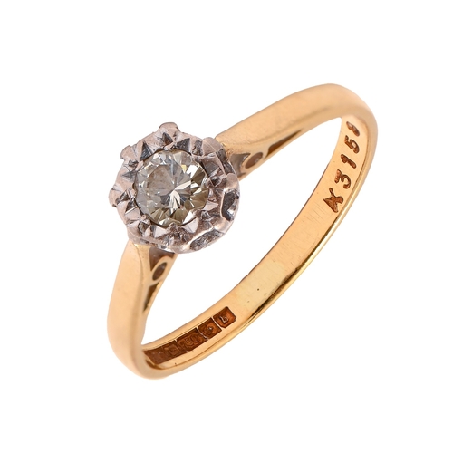 39 - A diamond ring, illusion set, in 18ct gold, Birmingham 1976, 2.5g, size J
