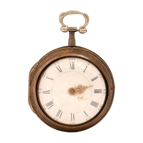 47 - An English pair-cased copper gilt verge watch, D Hubert, London, No 2331, with pierced and engraved ... 