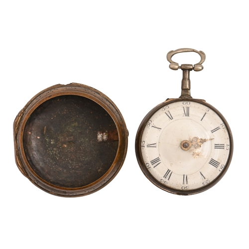 47 - An English pair-cased copper gilt verge watch, D Hubert, London, No 2331, with pierced and engraved ... 