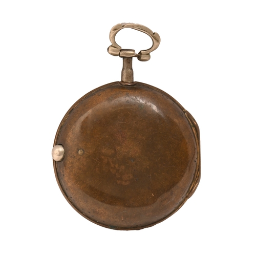 47 - An English pair-cased copper gilt verge watch, D Hubert, London, No 2331, with pierced and engraved ... 