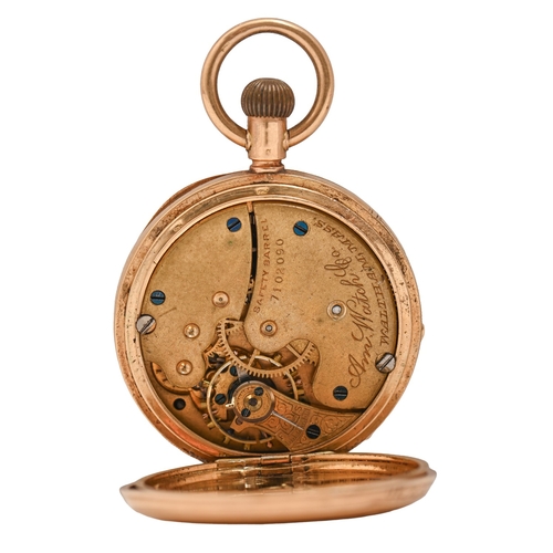 48 - A gold keyless lever lady's watch, American Waltham Watch Co, retailed by Fattorini & Sons, Brad... 