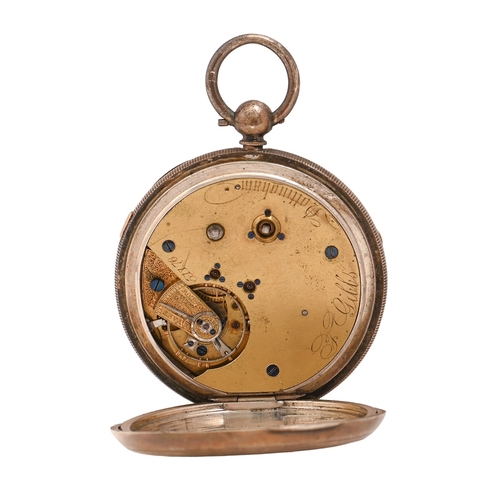49 - An English silver lever watch, Marine Chronograph, F Gibbs Nottingham, with three-quarter plate move... 