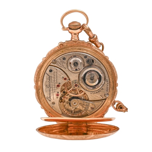 50 - A North American three-colour gold hunting cased keyless lever watch, Bunn Special, No 2977137, c190... 