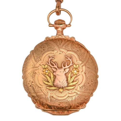 50 - A North American three-colour gold hunting cased keyless lever watch, Bunn Special, No 2977137, c190... 