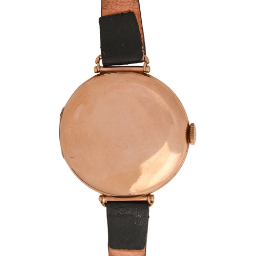 51 - A Longines 9ct gold wristwatch, with enamel dial, gold cuvette, 3.4cm diam, import marked, London 19... 