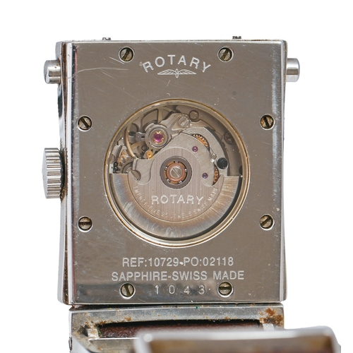 52 - A Rotary rectangular stainless steel self-winding gentleman's reversible wristwatch, Elite, Ref 1079... 