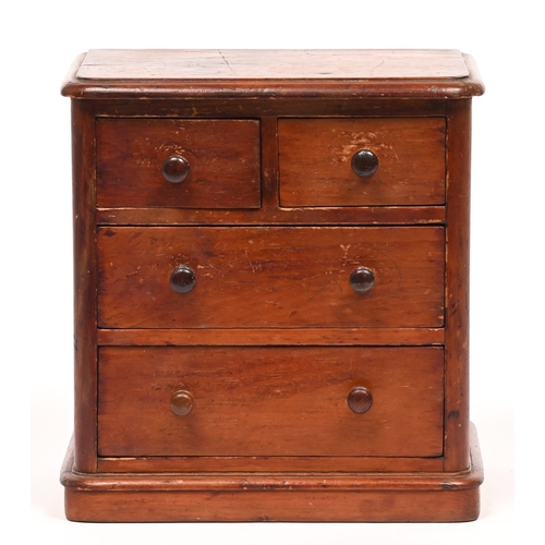 537 - A Victorian mahogany miniature chest of drawers, 25cm h; 24 x 16cm