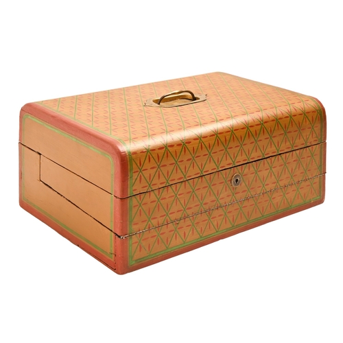 564 - A Victorian Irish painted leather-covered mahogany and black morocco fitted writing box, E R Moore &... 