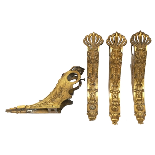 566 - A set of four late Victorian giltmetal curtain pole brackets, 30 x 21cm