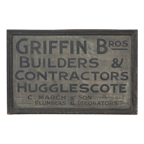 572 - Advertising. A painted wood tradesman's name board, early 20th c, inscribed GRIFFIN BROS BUILDERS &a... 