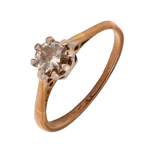 9 - A diamond ring, in gold, indistinctly marked, 1.8g, size K