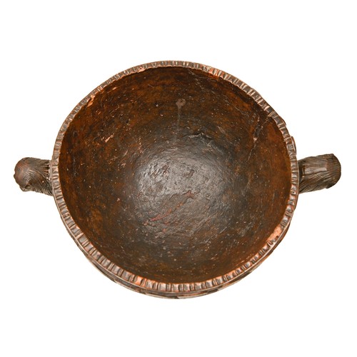 254 - Jacobite relic. An important Scottish wooden punch bowl, probably Inner Hebrides, mid 18th c, the si... 