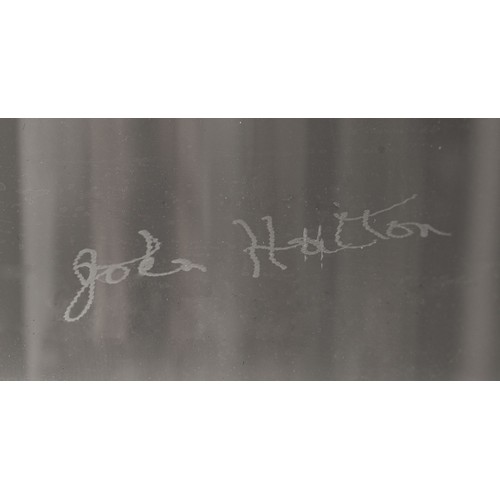 676 - John Hutton (1906-1978) - Glass stemmed goblet-vase, wheel engraved with flexible drive with a nude ... 