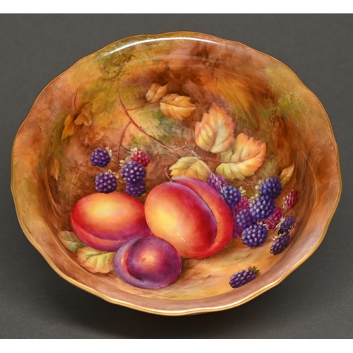 432 - A Royal Worcester bowl, 1939, painted by H H Price, signed, with fruit, 22.5cm diam, printed mark... 