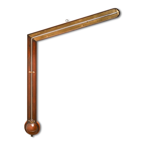 590 - A George III exposed tube angle barometer, John Davis, Derby, early 19th c, with vernier adjustment ... 
