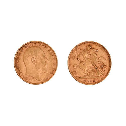112 - Gold coin. Edward VII, Sovereign 1904NO BUYER'S PREMIUM ON THIS LOT... 