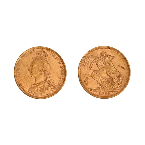 116 - Gold coin. Victoria, Sovereign 1891NO BUYER'S PREMIUM ON THIS LOT... 