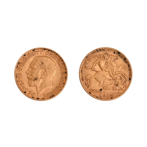 17 - Gold coin. George V, Half Sovereign 1914NO BUYER'S PREMIUM ON THIS LOT... 