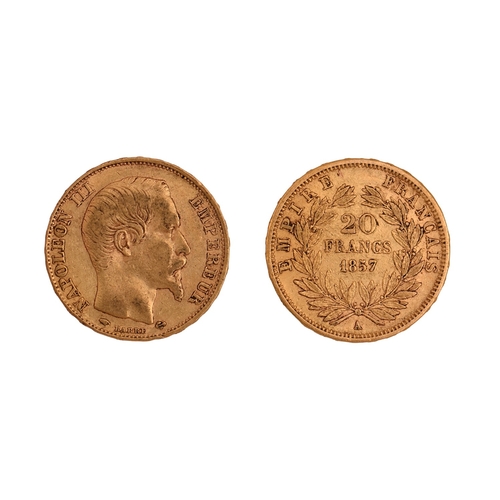 417 - Gold coin. France, Twenty Francs 1857, 6.4gNO BUYER'S PREMIUM ON THIS LOT... 