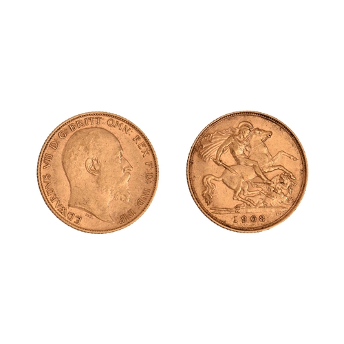 7 - Gold coin. Edward VII, Half Sovereign 1908NO BUYER'S PREMIUM ON THIS LOT... 