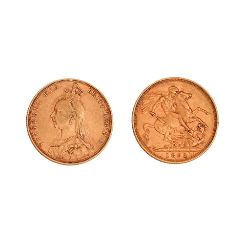 87 - Gold coin. Victoria, Sovereign 1892NO BUYER'S PREMIUM ON THIS LOT... 