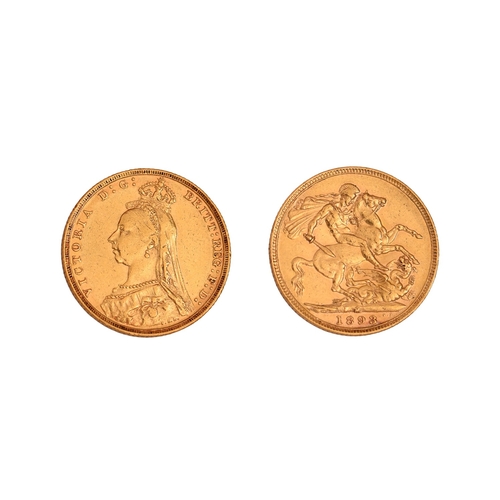 95 - Gold coin. Victoria, Sovereign 1893MNO BUYER'S PREMIUM ON THIS LOT... 