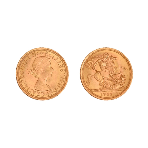 98 - Gold coin. Elizabeth II, Sovereign 1966NO BUYER'S PREMIUM ON THIS LOT... 