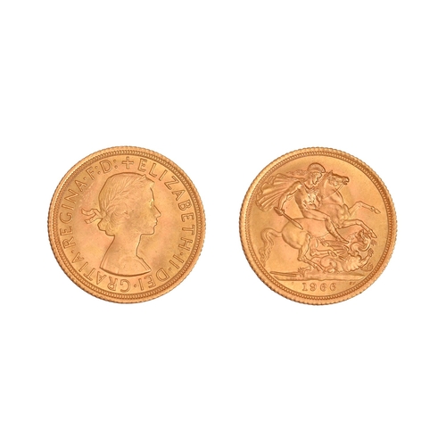 99 - Gold coin. Elizabeth II, Sovereign 1966NO BUYER'S PREMIUM ON THIS LOT... 