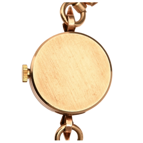 542 - A Pilot 9ct gold lady&rsquo;s wristwatch, 1.7cm diam, on 9ct gold bracelet, 10g