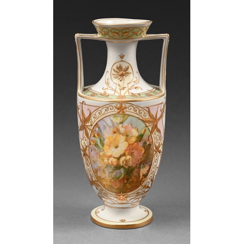 309 - A Berlin pate-sur-pate vase, early 20th c, decorated with a classical putto playing the lute on a ce... 