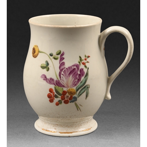 312 - A Derby baluster mug, c1770-1780, painted with floral sprays, 10cm h, blue crown over D... 
