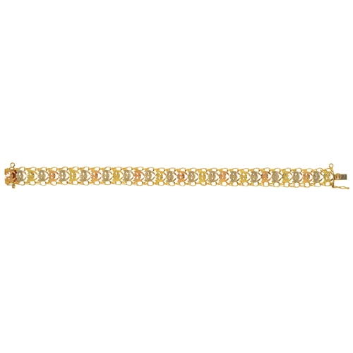 62 - A two-colour gold bracelet, 19.5cm l, indistinctly marked, 15.8g