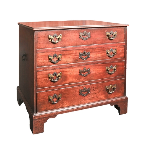 679 - A George III mahogany gentleman's dressing chest, oak lined drawers with divisions, on bracket feet,... 