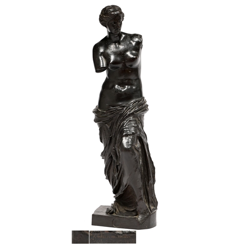 118 - A French bronze sculpture of Venus de Milo, after the antique by Barbedienne, late 19th c, rich even... 