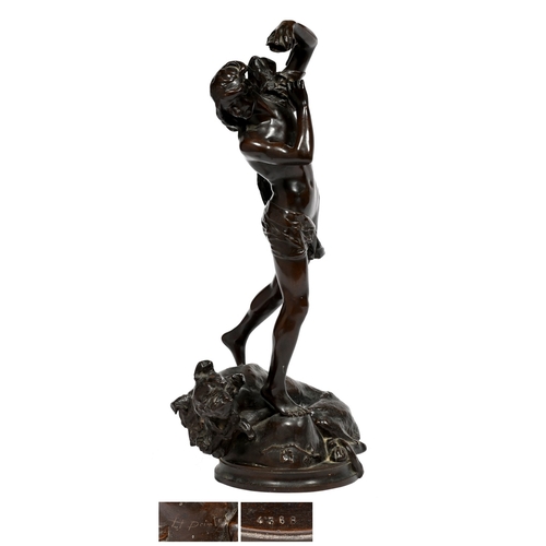 119 - A French bronze sculpture of Orph&eacute;e endornant Cerb&egrave;re (1887), after the sculpture by H... 